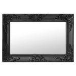 Miroir - cuque - baroque - 60x40 cm - noir - bois et verre - rectangulaire