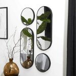The home deco factory - lot de 4 miroirs ronds et ovales - noir