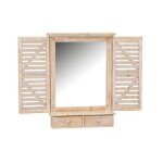 Miroir fentre en bois avec tiroirs