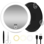 Miroir grossissant 30x lumineux miroir de voyage portable 15 cm grossir