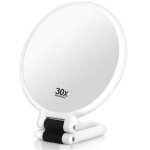 Miroir grossissant 30x avec poign�e ? miroir de maquillage double face pliable et portable utilisable ...