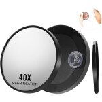 Miroir grossissant 40x de voyage avec ventouse pour maquillage pr�cis et �pilation des sourcils compact ...