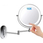 Miroir grossissant lumineux mural x10miroirs de maquillage miroir salle de bain 7 pouces miroir mural ...