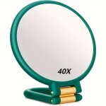 Miroir grossissant x 40 double face miroir pliable avec poign�e miroir de maquillage � main de coiffeurs ...