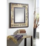 Miroir industriel 90x80cm - bois massif de manguier brut - fer et bois imprim - factory #112