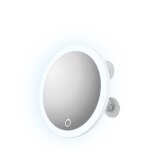 Miroir - led - tactile - ventouses - grossissant x10 - blanc - rond - salle de bain