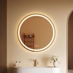 Miroir lumineux - auralum max - led ronde 50 cm - anti - bu�e - tactile dimmable 3 couleurs - 168 led ...