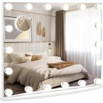 Miroir de maquillage hollywood 18 led - goplus - avec loupe grossissant 3x - 3 couleurs & 4 luminosits ...