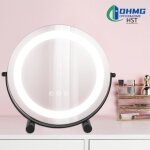 Miroir maquillage lumineux de table hst ohmg 30cm - noir - base  double cylindre - lumire trichromatique ...