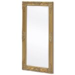 Miroir mural baroque - wiens - 100x50 cm - dor� - bois et verre - crochets de fixation - bord biseaut� ...