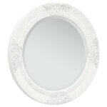 Miroir mural - blanc - 50 cm - style baroque - cadre en bois - rond Miroir mural - blanc - 50 cm - style baroque - cadre en bois - rond