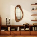 Miroir mural design fen�tre - 915 x 45 x 3 cm - cadre en bois naturel - style scandinave - salon chambre ...