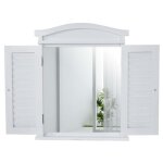 Miroir mural design fen�tre avec volets 53 par 42 par 5 bois de paulownia massif et mdf blanc