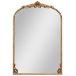 Miroir mural - helloshop26 - baroque - 90 x 61 cm - cadre dor� m�tallique - 2 crochets de suspension