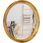 Miroir mural rond - estampille - 35 cm - cadre en bois massif - verre hd - poli � la main - d�co naturelle ...