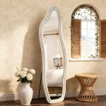 Miroir mural miroir sur pied 160 x 50 cm - cadre en velours - miroir vague - forme irr�guli�re - grand ...