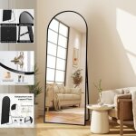 Miroir en pied grand 173x63cm cadre en aluminium miroir arche inclin� ou suspendu pour salon chambre ...