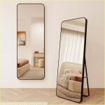 Miroir pleine longueur 45x155 cm - abords arrondis - floatglass incassable - noir