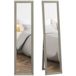 Miroir rectangulaire homcom sur pied mural ou � poser avec cadre en bois pour salon chambre � coucher ...