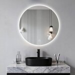 Miroir rond led pour salle de bain - �clairage int�gr� anti - bu�e et contr�le tactile - 80x80 cm