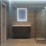 Miroir de salle de bains avec bluetooth clairage led anti - bue - blanc - a suspendre