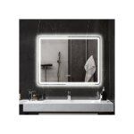 Miroir de salle de bain - langtu - homcom - �clairage led r�glable - bluetooth & horloge - anti - bu�e ...