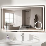 Miroir de salle de bain led avec haut - parleur bluetooth 120x70 cmantibu�grossissant 3x3 couleurs luminosit�d ...