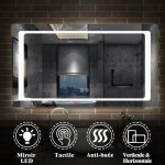 Miroir de salle de bain led - marque non spcifie - 120cm - clairage intgr - anti - bue - tactile ...