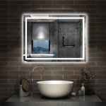 Miroir de salle de bain led - marque non spcifie - 80cm x 60cm - clairage intgr - anti - bue - ...