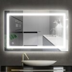 Miroir de salle de bain led yipeema 80 x 60 cm - tanche ip44 - clairage blanc froid