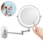 Miroir de salle de bain - mural - grossissement 5x - lumi�re led dimmable - 360� pivotant