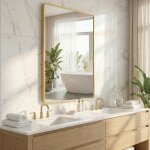 Miroir salle de bain miroir mural rectangulaire 91 x 61 cm avec film de s�curit� 2 options de suspension ...