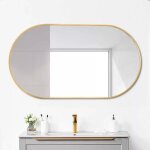 Miroir de salle de bain ovale 50�60 cm verre de s�curit� antid�flagrant cadre m�tal r�sistant � l?humidit� ...