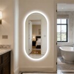 Miroir de salle de bain ovale avec r�tro�clairage led couleur r�glables gradation sans palier antibu�e ...