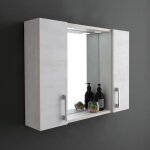 Miroir de salle de bain  conteneur avec deux lments muraux en chne blanc et une lampe  del
