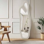 Miroir sur pied - dreammespace - 140x45cm - design irr�gulier - cadre velours - incassable