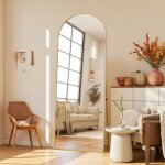 Miroir sur pied 177 x 77cm miroir complet arqu� avec cadre en m�tal miroir de sol pleine longueur bomb� ...