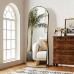 Miroir sur pied arqu� 173x63cm miroir mural avec cadre en alliage daluminium pench� ou suspendu pour ...