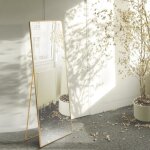 Miroir sur pied - dreammespace - rectangulaire - métal doré - 150x40cm - design contemporain Miroir sur pied - dreammespace - rectangulaire - métal doré - 150x40cm - design contemporain