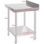 Miss table de travail inox pour cuisine professionnelle plan de travail cuisine en 2 etage 61 x 61 x ...