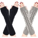 Mitaines - femme - 2 paires - 100% acrylique - �l�gantes - chaudes