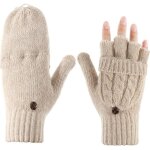 Mitaine femme hiver chaud gant en tricot de cble mitaines demi doigt avec couverture pour jours froids ...