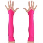 Mitaines longues - 41 - rose fluo - tissu satin - 40 cm