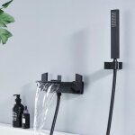 Mitigeur de baignoire cascade robinet de baignoire mural avec douchette à main - flexible de douche 15m ... Mitigeur de baignoire cascade robinet de baignoire mural avec douchette à main - flexible de douche 15m ...