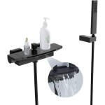 Mitigeur baignoire noir cascade mural robinet baignoire fix� au mur pour salle de bains