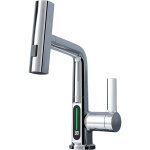 Mitigeur de cuisine chrom� extensible 360� - 3 modes jet cascade affichage led temp�rature robinetterie ...
