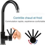 Mitigeur de cuisine noir keke - certifications et normes acs - robinet avec tuyau