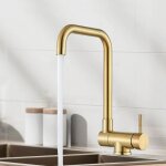 Mitigeur cuisine rabattable dor� brushed �vier avec bec haut d�vier robinet cuisine rabattable 180�sous ...