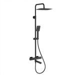 Mitigeur de douche thermostatique - carr� - sortie sup / inf + bec baignoire - douche pluie 10 inox - ...