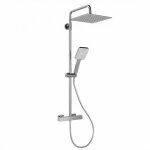 Mitigeur de douche thermostatique - carr� - sortie sup / inf - douche pluie 10 inox - douchette 5f - ...